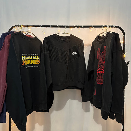 Nike Cropped Women's Sweatshirt  - Thrift (Black) (L)